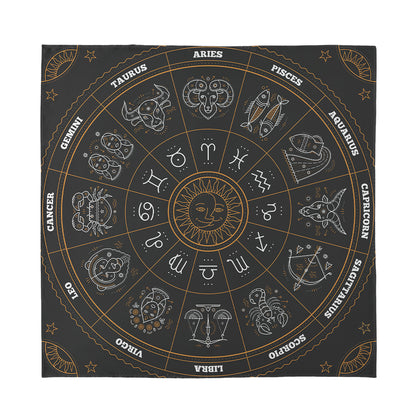 Vintage Zodiac Circle Print Silk Bandana
