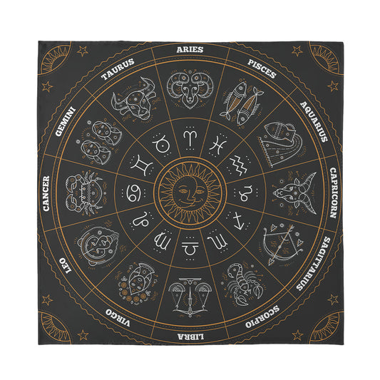 Vintage Zodiac Circle Print Silk Bandana