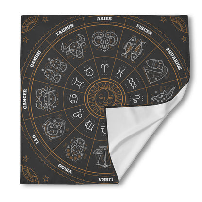 Vintage Zodiac Circle Print Silk Bandana