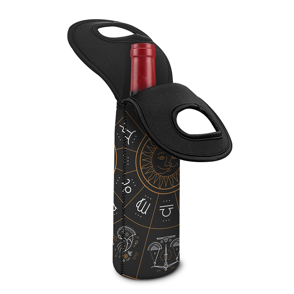 Vintage Zodiac Circle Print Single Neoprene Wine Tote