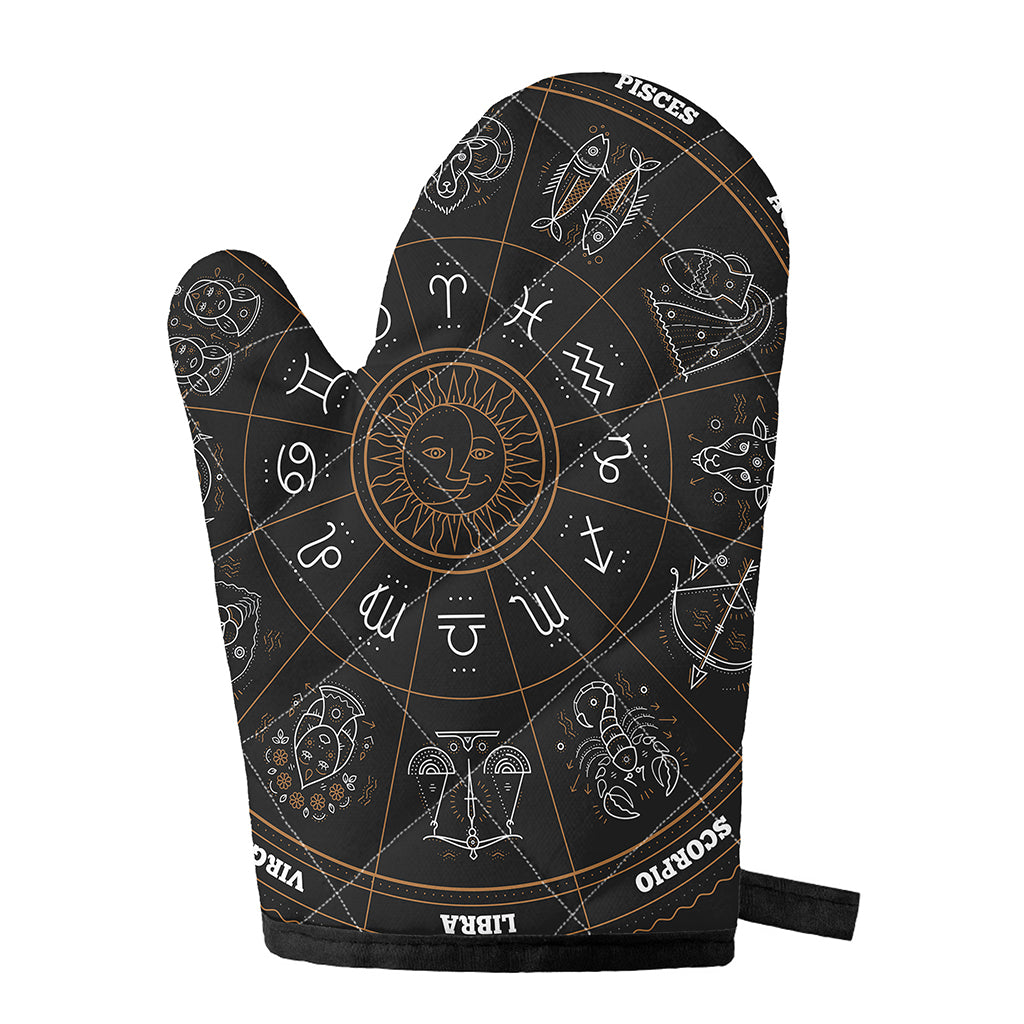 Vintage Zodiac Circle Print Single Oven Mitt