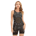 Vintage Zodiac Circle Print Sleeveless One Piece Swimsuit