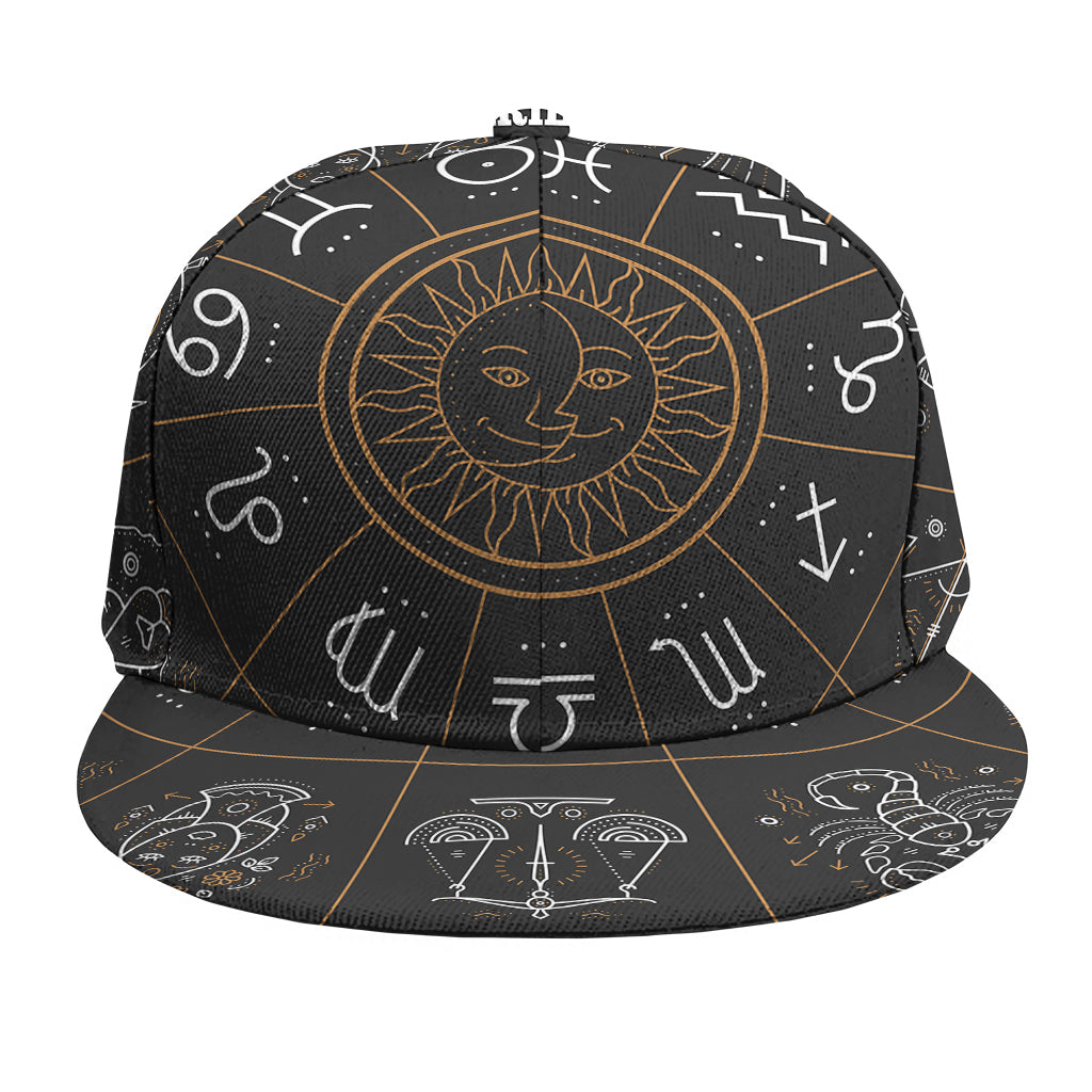 Vintage Zodiac Circle Print Snapback Cap