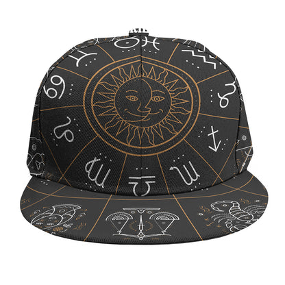 Vintage Zodiac Circle Print Snapback Cap