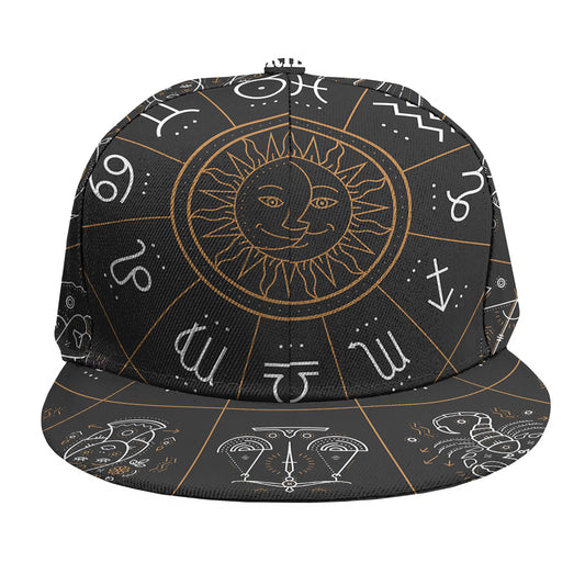 Vintage Zodiac Circle Print Snapback Cap