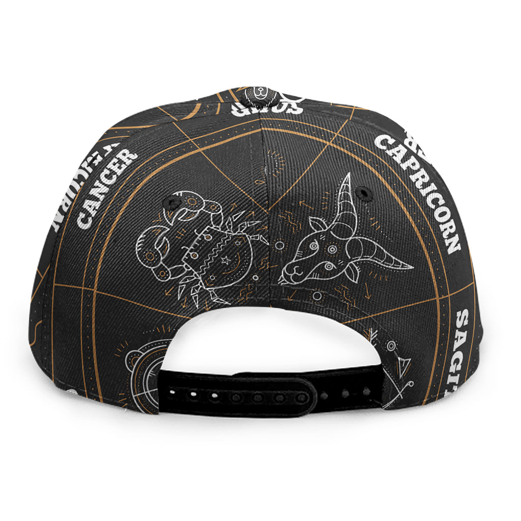 Vintage Zodiac Circle Print Snapback Cap