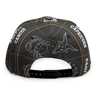 Vintage Zodiac Circle Print Snapback Cap