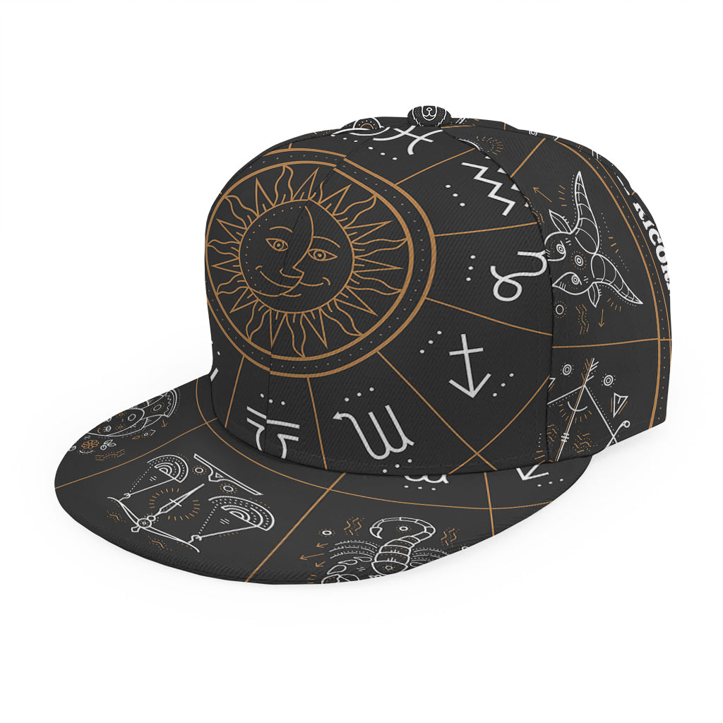 Vintage Zodiac Circle Print Snapback Cap