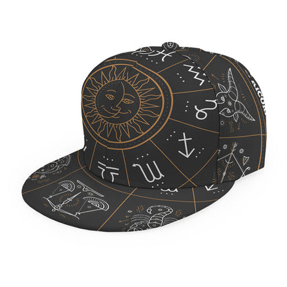 Vintage Zodiac Circle Print Snapback Cap