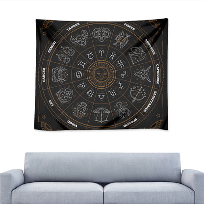 Vintage Zodiac Circle Print Tapestry