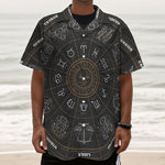 Vintage Zodiac Circle Print Textured Short Sleeve Shirt