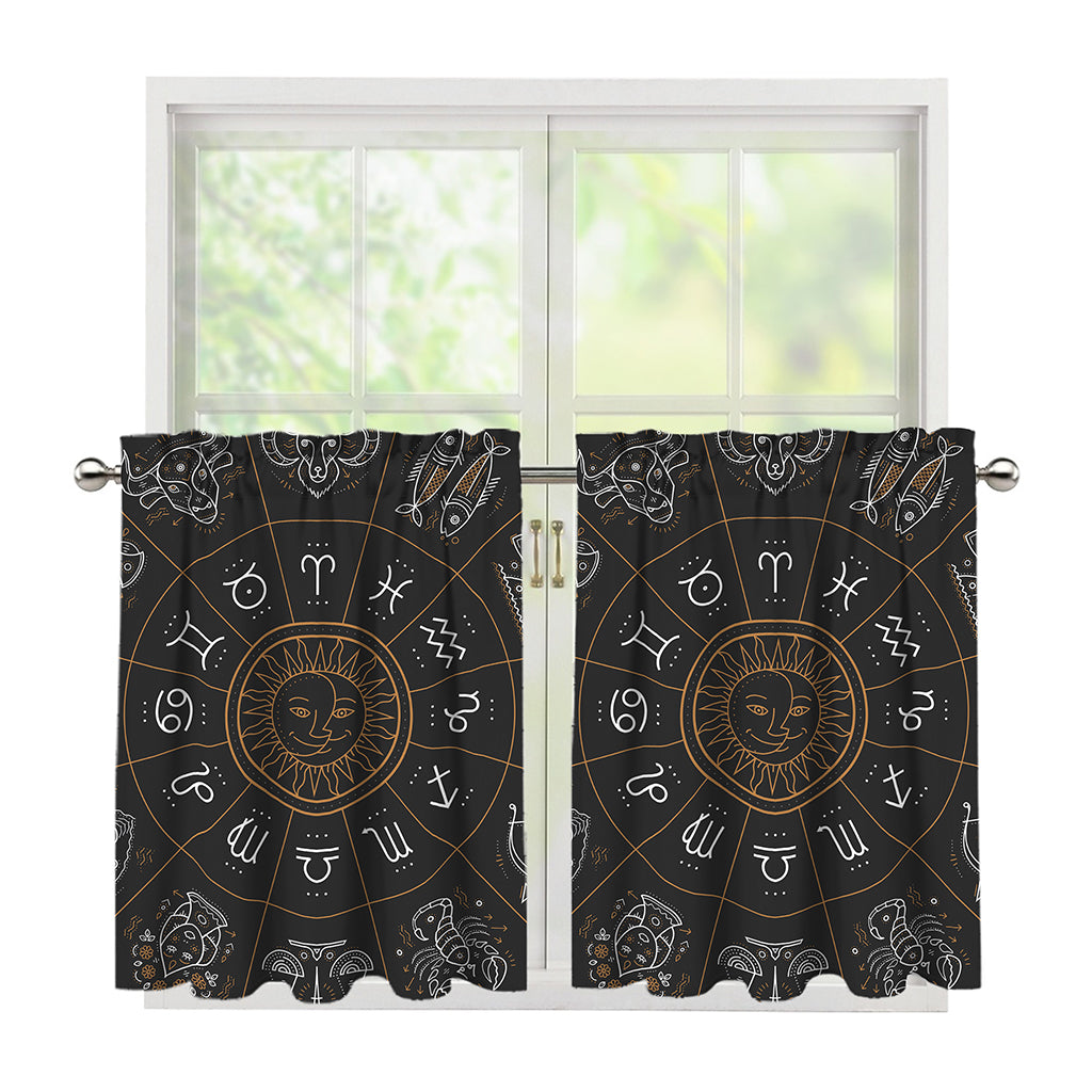 Vintage Zodiac Circle Print Tier Curtains