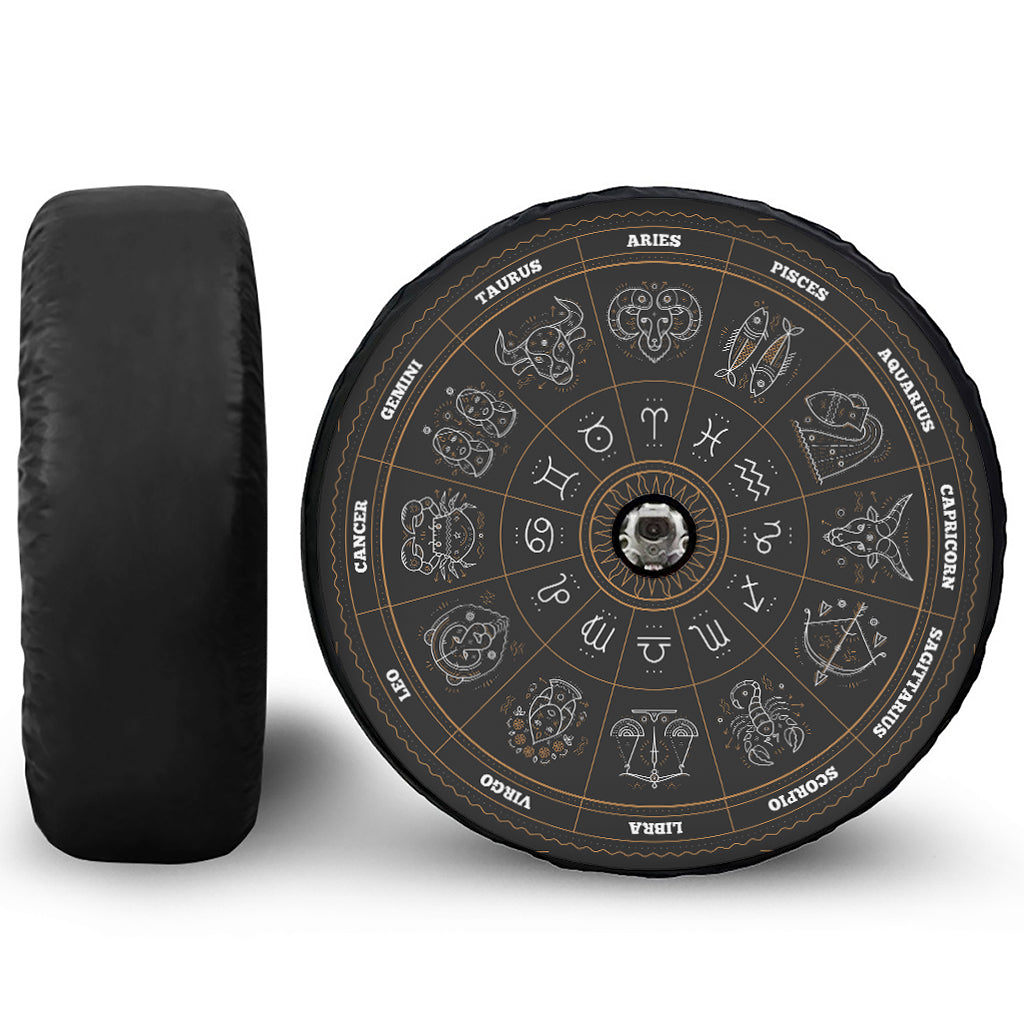Vintage Zodiac Circle Print Tire Cover With Camera Hole
