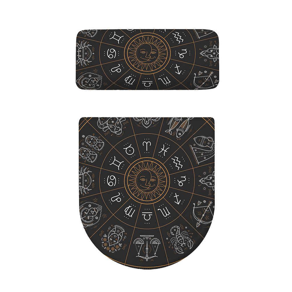 Vintage Zodiac Circle Print Toilet Lid And Tank Cover Set