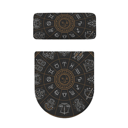 Vintage Zodiac Circle Print Toilet Lid And Tank Cover Set