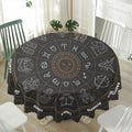 Vintage Zodiac Circle Print Waterproof Round Tablecloth