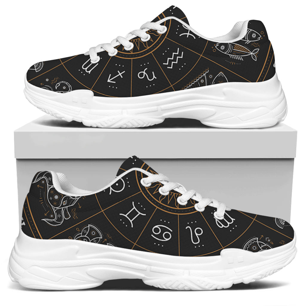 Vintage Zodiac Circle Print White Chunky Shoes