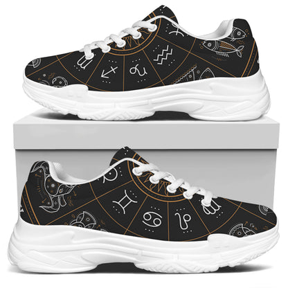 Vintage Zodiac Circle Print White Chunky Shoes