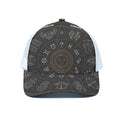 Vintage Zodiac Circle Print White Mesh Trucker Hat