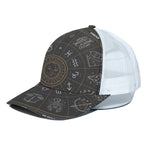 Vintage Zodiac Circle Print White Mesh Trucker Cap