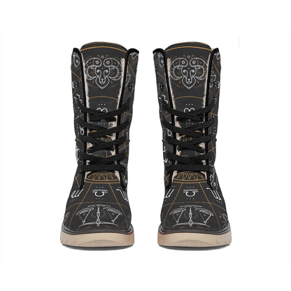 Vintage Zodiac Circle Print Winter Boots