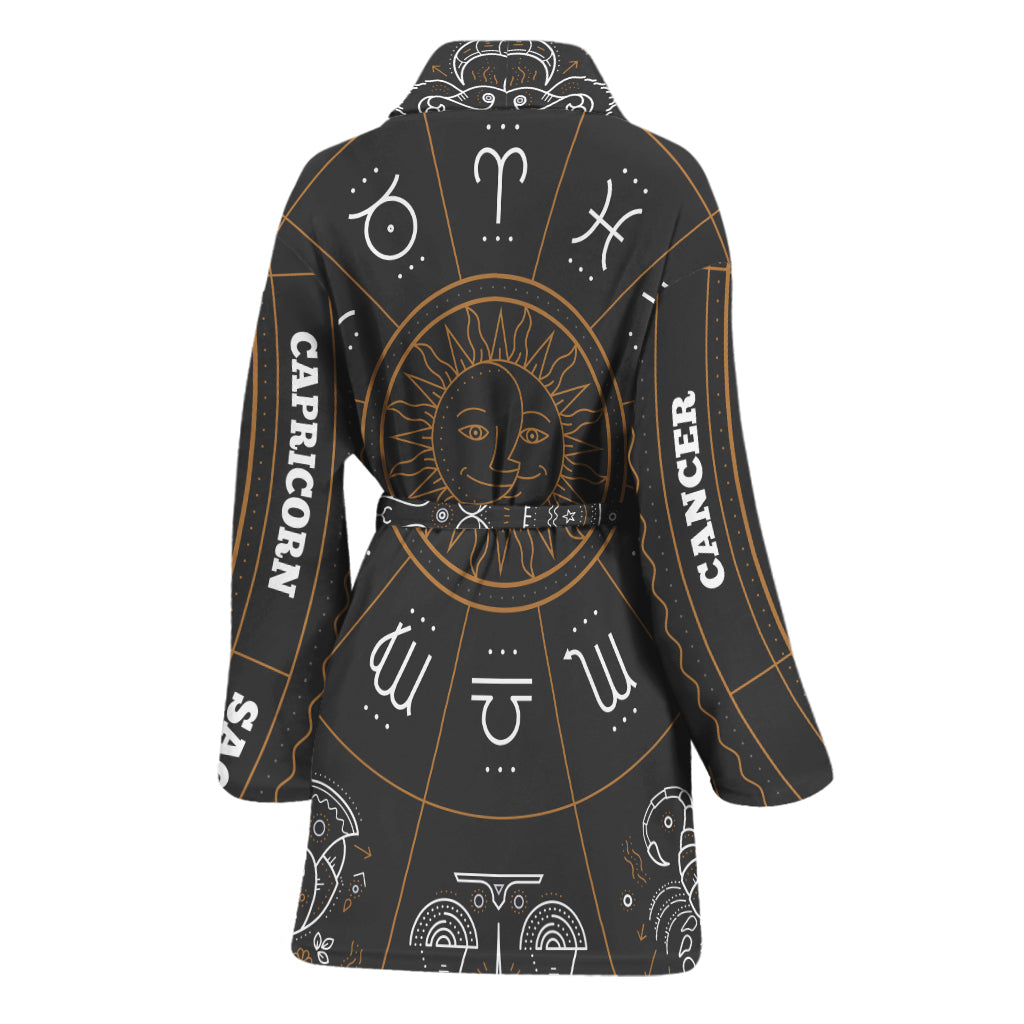 Vintage Zodiac Circle Print Women's Bathrobe