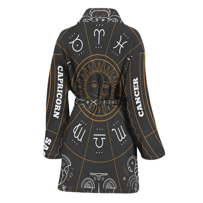 Vintage Zodiac Circle Print Women's Bathrobe