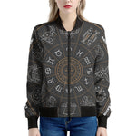 Vintage Zodiac Circle Print Women's Bomber Jacket