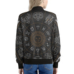 Vintage Zodiac Circle Print Women's Bomber Jacket
