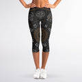 Vintage Zodiac Circle Print Women's Capri Leggings