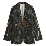 Vintage Zodiac Circle Print Women's Cotton Blazer