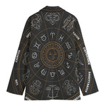 Vintage Zodiac Circle Print Women's Cotton Blazer