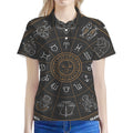 Vintage Zodiac Circle Print Women's Polo Shirt