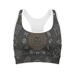 Vintage Zodiac Circle Print Women's Sports Bra
