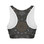 Vintage Zodiac Circle Print Women's Sports Bra