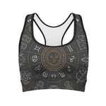 Vintage Zodiac Circle Print Women's Sports Bra