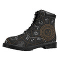 Vintage Zodiac Circle Print Padded Collar Lace Up Boots