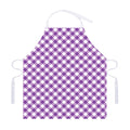 Violet And White Gingham Pattern Print Adjustable Apron