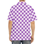 Violet And White Gingham Pattern Print Aloha Shirt
