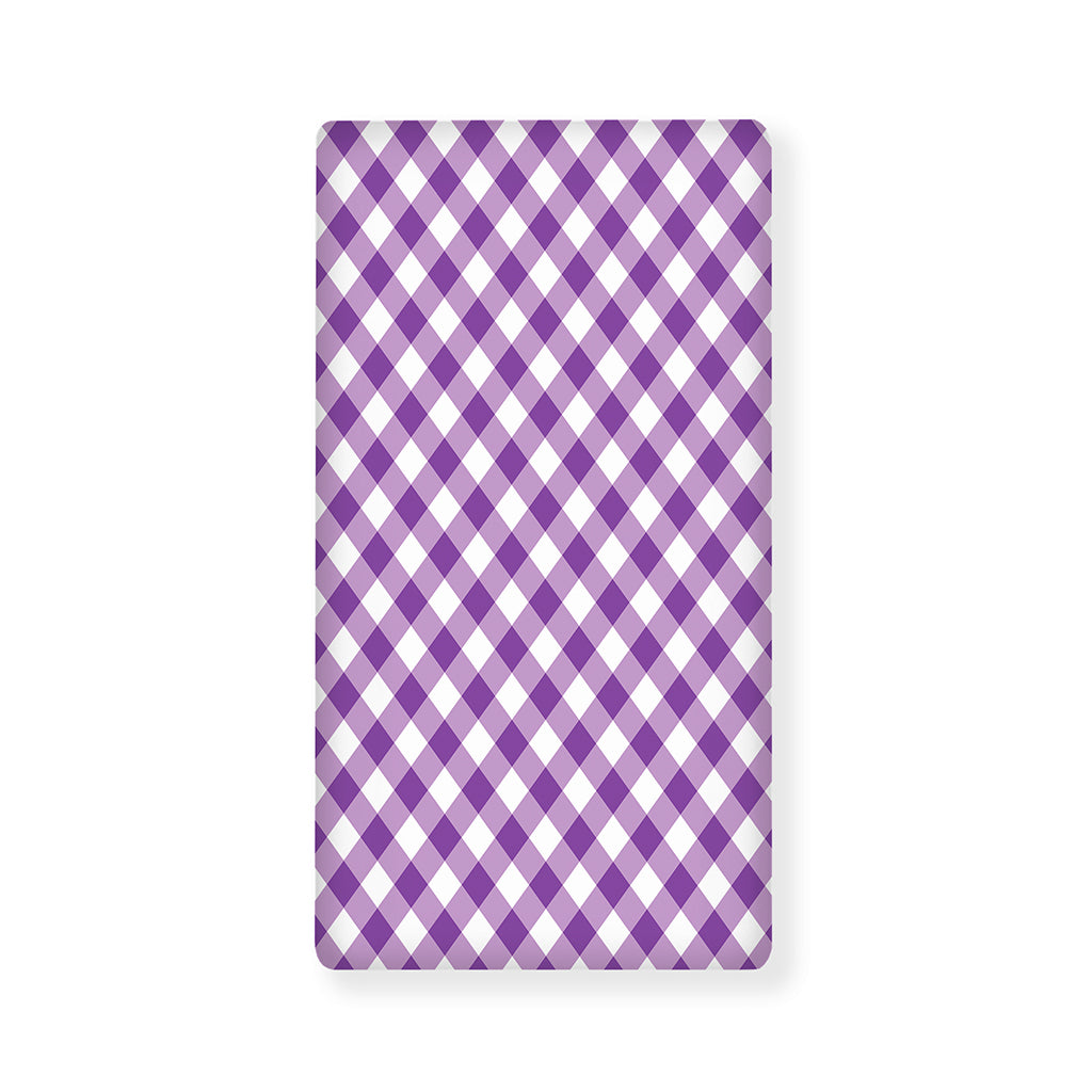 Violet And White Gingham Pattern Print Baby Crib Sheet