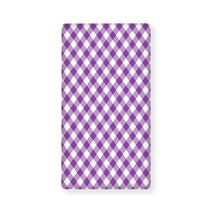 Violet And White Gingham Pattern Print Baby Crib Sheet
