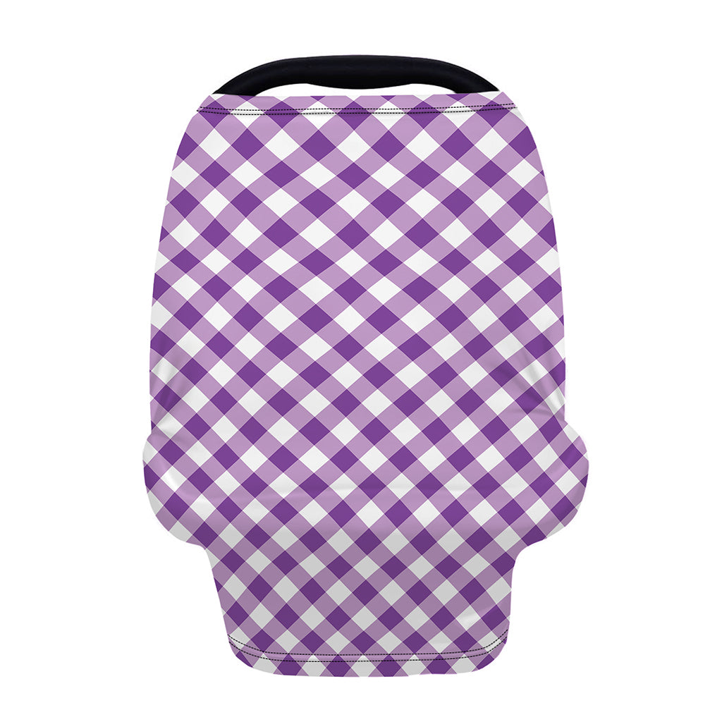 Violet And White Gingham Pattern Print Baby Seat Cover