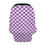 Violet And White Gingham Pattern Print Baby Seat Cover