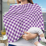 Violet And White Gingham Pattern Print Baby Seat Cover