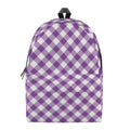 Violet And White Gingham Pattern Print School Backpack