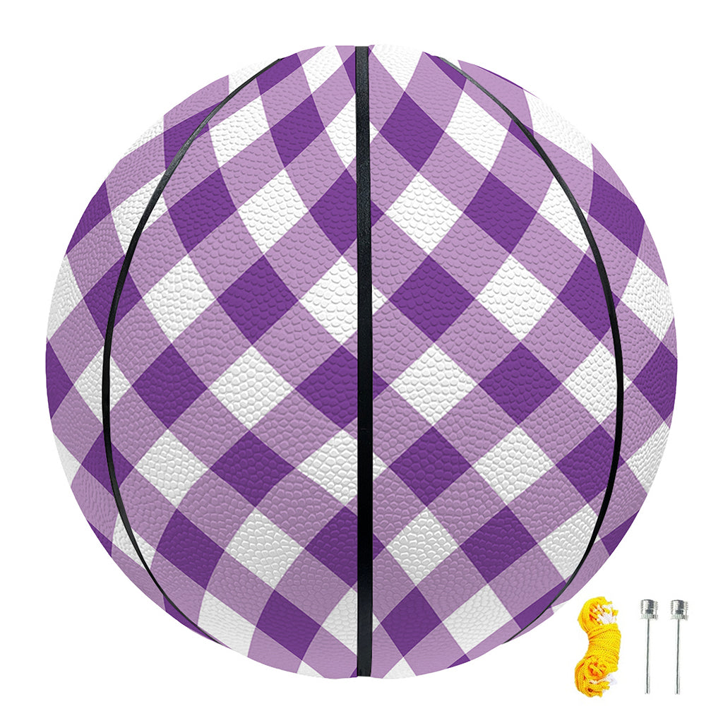 Violet And White Gingham Pattern Print Basketball