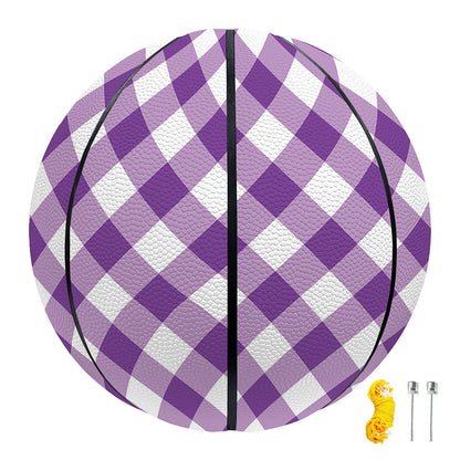 Violet And White Gingham Pattern Print Basketball