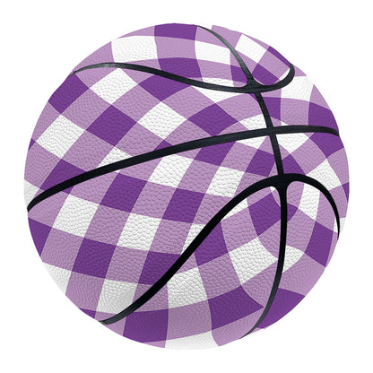 Violet And White Gingham Pattern Print Basketball
