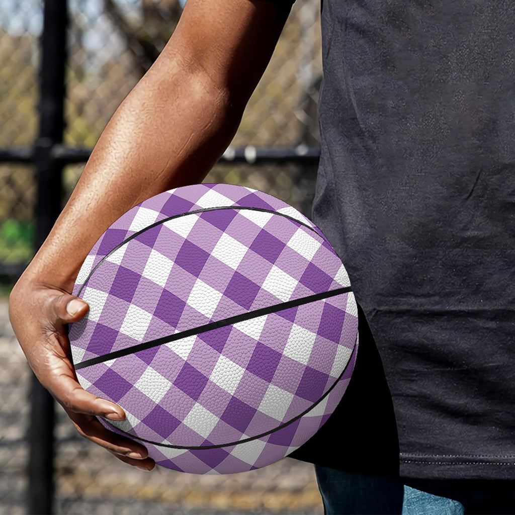Violet And White Gingham Pattern Print Basketball