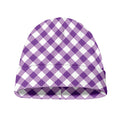 Violet And White Gingham Pattern Print Beanie